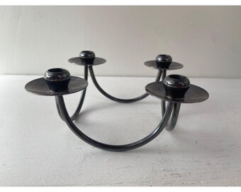 Vintage Selandia Denmark Metall 4-Licht Atomic Kerzenleuchter | Mid-Century Modern