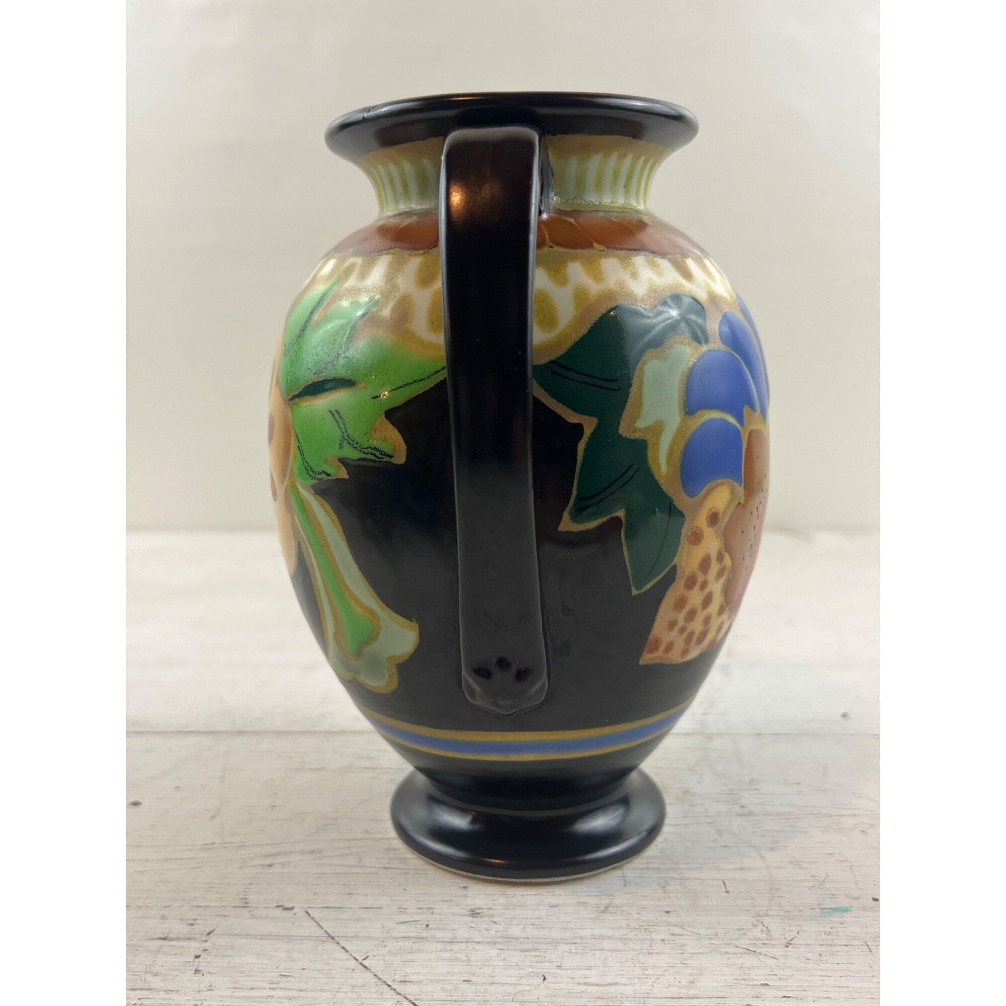 Vintage Art Deco Colorful Floral Japanese Pottery Vase - Etsy
