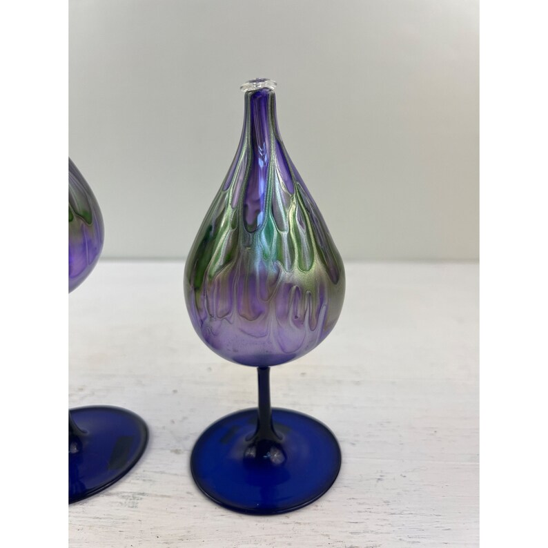 Vintage Pair of Handblown Glass Oil Candles With Wicks Etsy