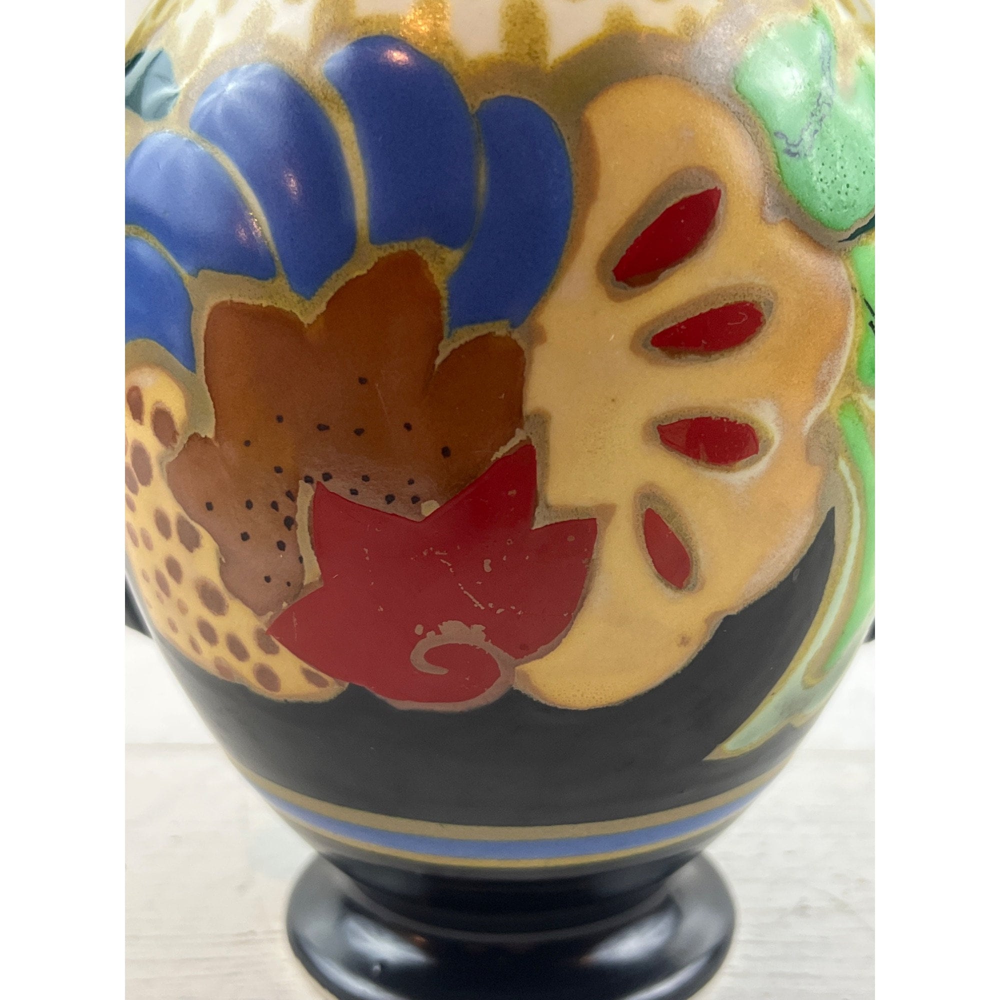 Vintage Art Deco Colorful Floral Japanese Pottery Vase - Etsy