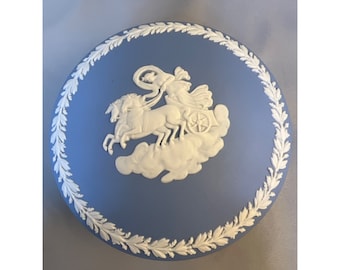 Vintage Wedgwood Blue Jasperware Lidded Trinket Box