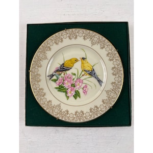 Vintage 1991 The Lenox Garden Bird Plate Collection American Goldfinch Fine Ivory China Lenox gemaakt in de VS met muurhanger
