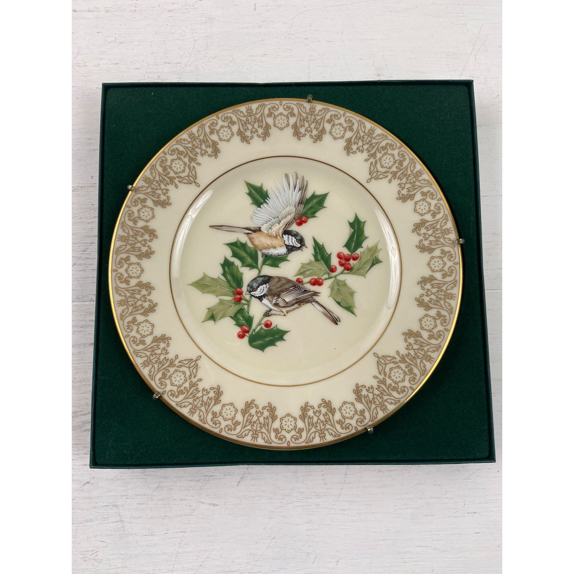 レノックス　庭の鳥　チカディー　二羽　LENOX　7大陸の野生動物　陶器　鳥 ヴィンテージ 1988 レノックス ガーデン バード プレート