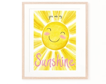 You Are My Sunshine, Sun Wall Art, Sunny Print, Kid's Art Print, Nursery Art, Wall Decor