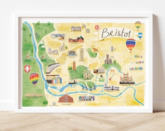 Bristol Illustrated Map, Map of Bristol, Bristol Wall Art, Bristol Gift, Bristol Poster