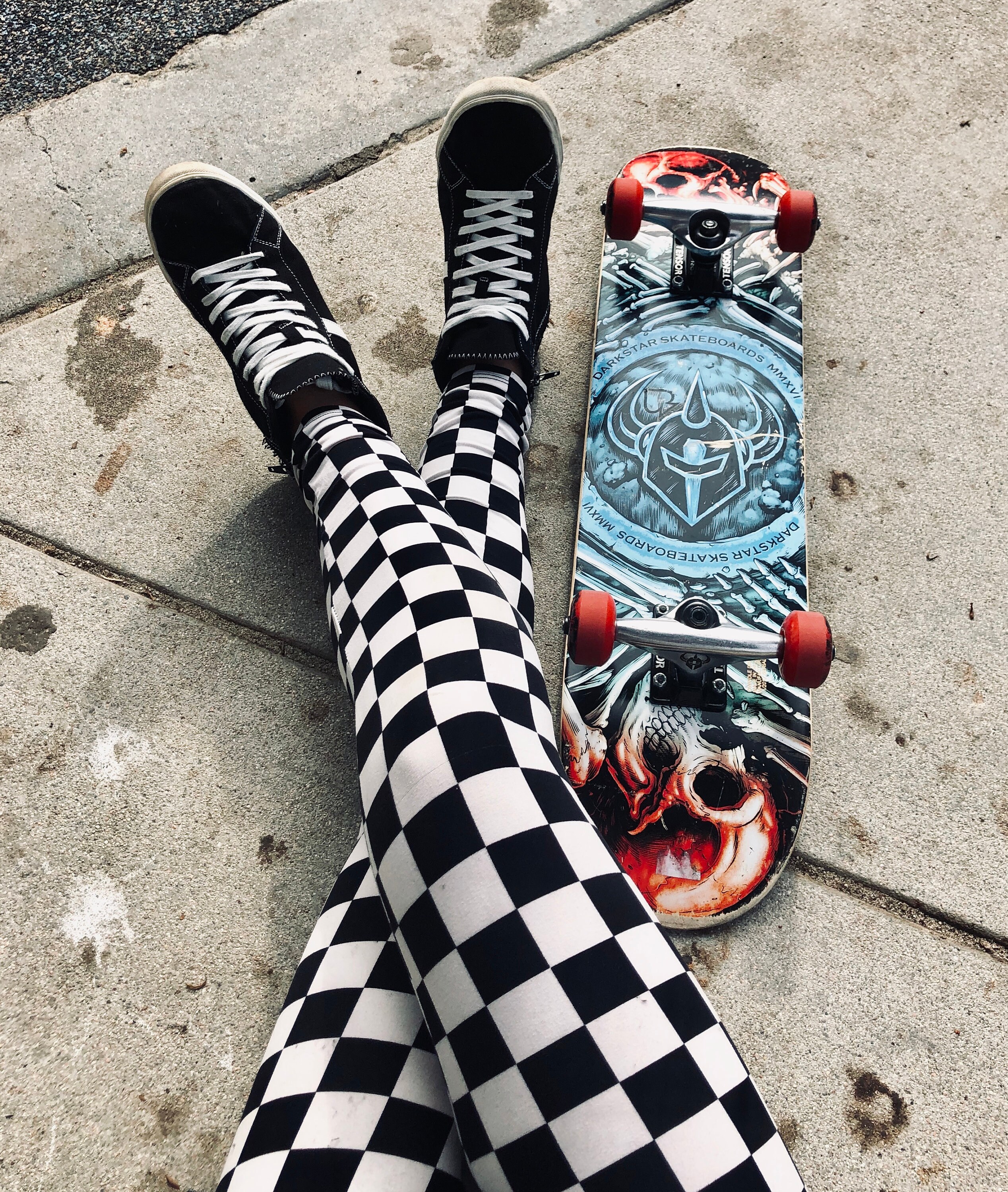 leggings with checkered stripe