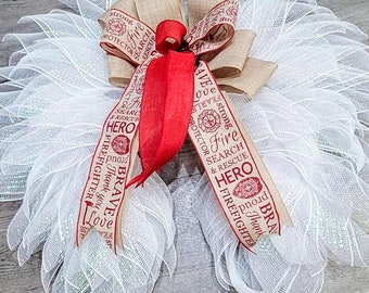 Angel Wings Wreath: Firefighter Hero Decor