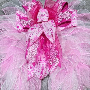 Angel Wings Wreath: Pink Breast Cancer Awareness Bow