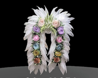 Floral Angel Wing Wreath: Custom Color Sympathy Decor