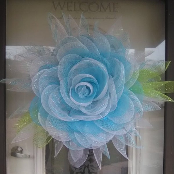 gift for mom, Deco Mesh Rose Flower Wreath, flower wreath, christmas wreath,  summer wreath, spring wreath, door wreath, front door wreath,