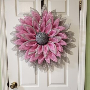 Handmade Pink Flower Wreath: Spring Door Decor