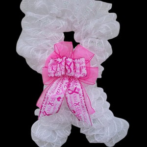 breast cancer wreath, cancer wreath, deco mesh cancer wreath, pink wreath, cancer door hanger, door hanger, door wreath, cancer awareness