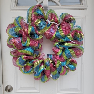 DIYのブランクリース：カラフルなデコメッシュ、14インチのフレーム