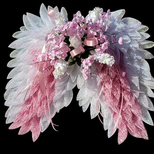 choose your color, angel wings wreath, angel wings decor, funeral wreath, easter,  angel wreath, spring wreath, easter wreath, mother's day