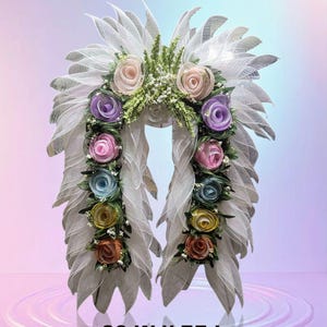Floral Angel Wing Wreath: Sympathy Easter Decor