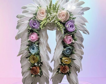 Floral Angel Wing Wreath: Sympathy Easter Decor