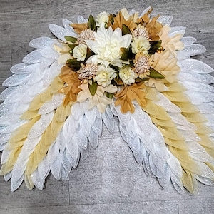 Floral Angel Wings Wreath: Sympathy or Easter Decor