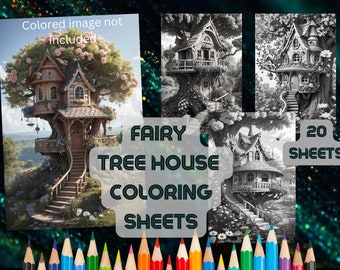 Fairy Tree House Coloring Sheets