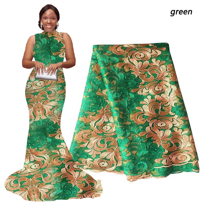 pqdaysun African Lace Fabric 5 yards 2018 Swiss Voile Lace Nigerian Lace French Fabric Embroidered and Rhinestones Guipure Cord Lace F50334
