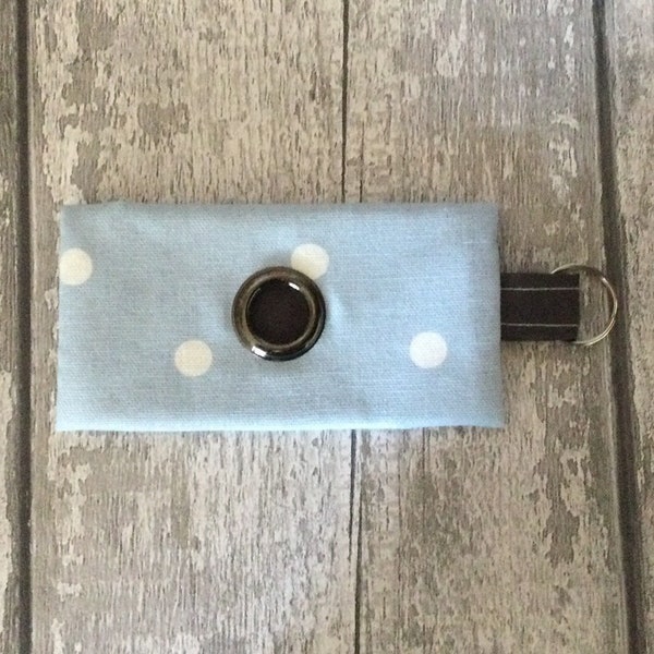 Blue Dog poo bag holder. Dog waste bag dispenser. Dog walk accessory. Poo bag pouch. Dog lover gift. Fabric dog poo bag holder.