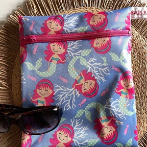 Badetasche. Bikinitasche. Reißverschluss . Nass-/Trockentasche. Meerjungfrau Design. Turnbeutel. Wandern, Radfahren & Backpacking Reisebeutel.