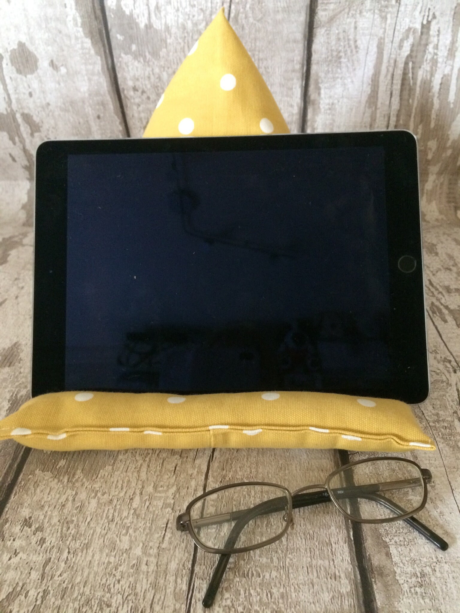 Spotty Tablet Bean Bag Holder. Yellow Ipad Stand. Ereader Etsy