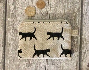 Cat Zipped Coin Purse. Card Wallet. Face Mask Pouch. Cat Lover Gift.