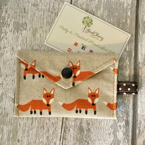 Tarjetero de viaje con diseño de zorro. Estuche para tarjetas de crédito. Monedero. Monedero pequeño. Monedero. Tarjetero de regalo. Estuche con estampado de zorro