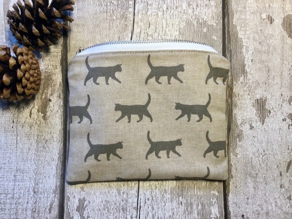 Trousse De Maquillage Décor Chat Gris Clair - PVC, Fermeture éclair, Marque Catseye, Neuf Avec étiquettes