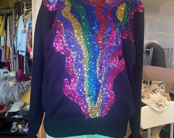 Vintage Western Wear rainbow Sequin sweater