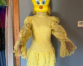 Vintage "The Sang" Yellow dress Bird Masquerade Costume