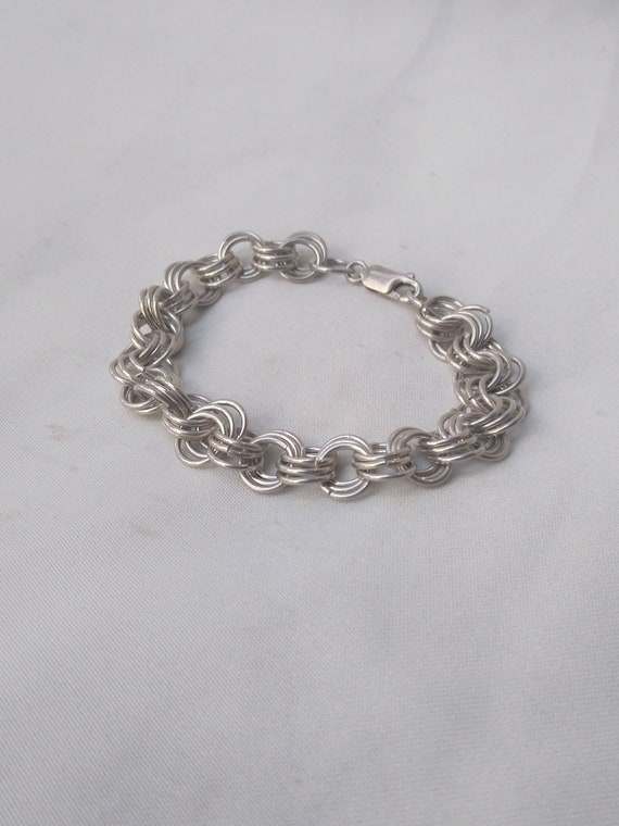 7" Chunky Bracelet, Sterling Silver Charm Bracele… - image 1