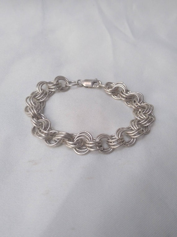 7" Chunky Bracelet, Sterling Silver Charm Bracele… - image 4