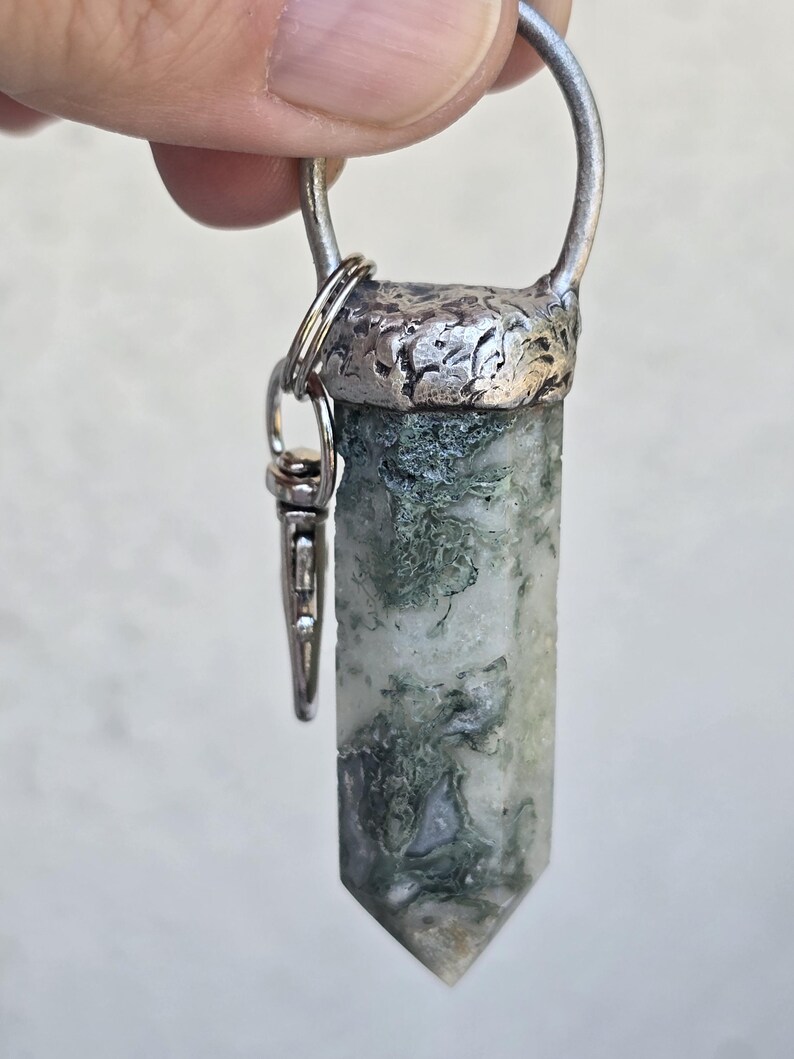Moss Agate Keychain - Etsy