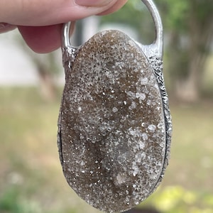 Citrine geode egg pendant