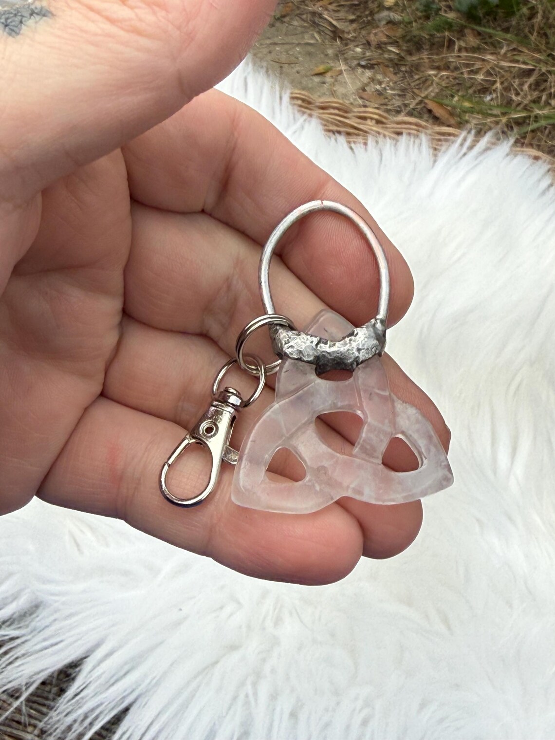 Clear Quartz Trinity Symbol Aka Triquetra Symbol Keychain - Etsy