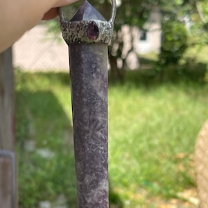 Lepidolite with amethyst pendant