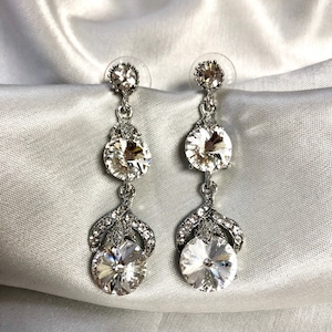 Vintage Style Crystal Earring Rhodium with Crystal