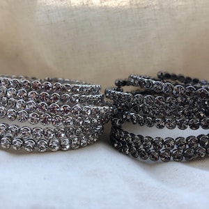 Singe Line Flexible Channel Crystal Cuff Bracelet
