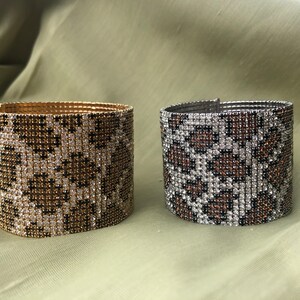 Pave Crystal Open 20 Row Cheetah Cuff Bangle