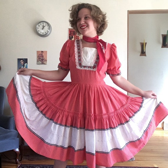 Vintage polka dot square dance dress