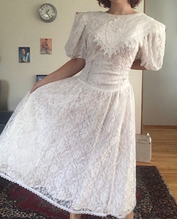 Vintage 80s Gunne Sax lace gown