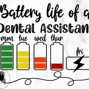 Vida útil da bateria de um assistente dentário svg png eps dxf, arquivos digitais de bateria, ditado engraçado, arquivos de assistente dentário