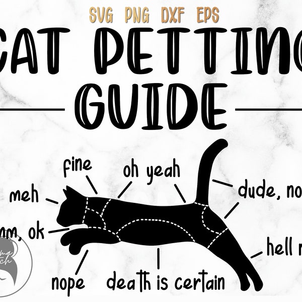 Cat Petting Guide svg, Cat svg, Cat Silhouette, Cat Lover svg, Petting Guide, Pet svg, Cat Rescue, Cricut Cut File - svg, png, eps, dxf