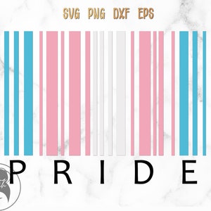 Transgender Pride Barcode svg png eps dxf, Pride Flag, LGBTQ Gay Pride Barcode Digital Files, LGBTQ Barcode, Transgender Barcode
