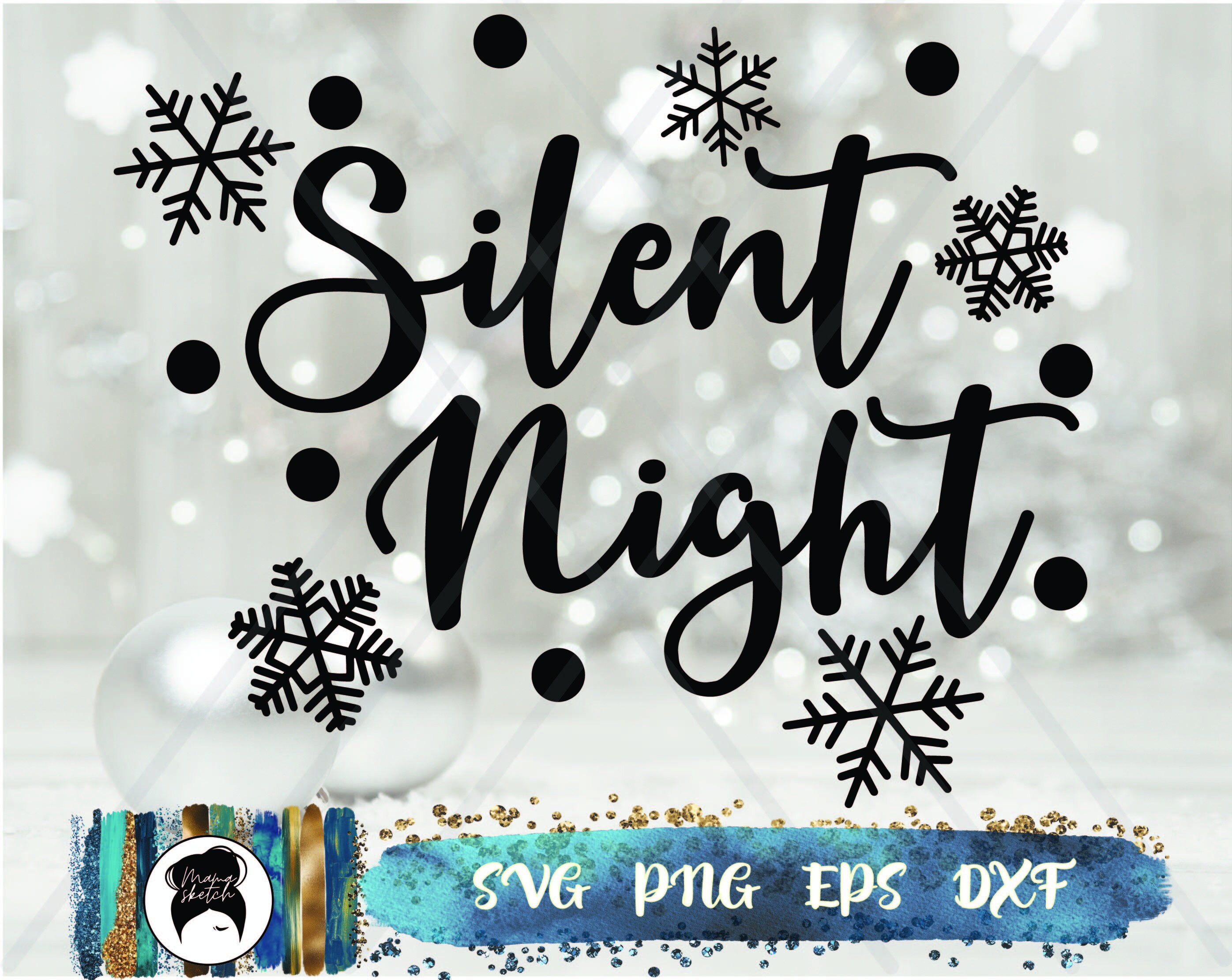 Silent night svg Christmas sign svg Snow svg Holiday svg Etsy