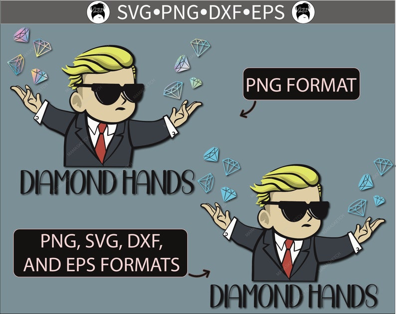 Wallstreet Bets Diamond Hands Svg Png Dxf Eps, WSB With Holographic ...