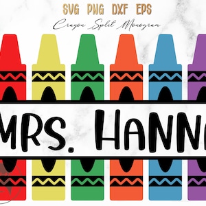 Crayons Split Monogram svg png eps dxf, De volta às aulas, Arquivos de nomes de cuspe de lápis de professor, Monograma de lápis Svg, Arquivos Cricut