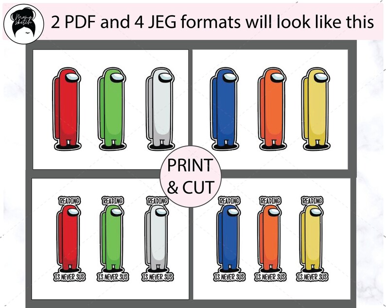 among us bookmarks ready to print reading is never sus etsy
