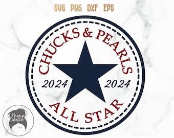 Chucks and Pearls All Star svg png dxf eps, Kamala Harris, Chuck and Pearls 2024 svg Cut File for Cricut, Harris Biden Sororities